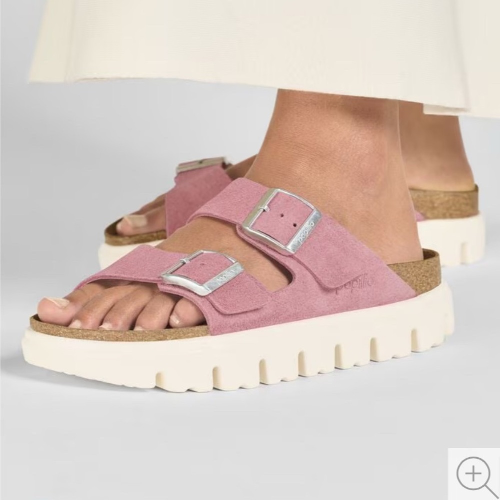 Birkenstock Arizona Chunky Pink Suede Sandals